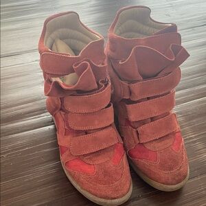 Isabel Marant Red Suede Bekett High-Top Sneakers size 38